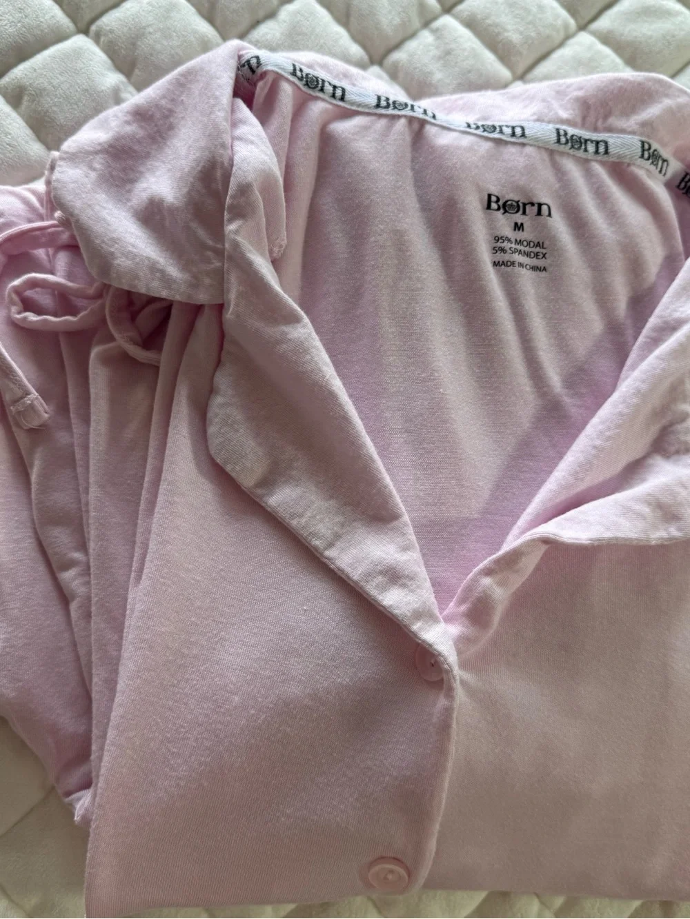 Børn Blush Pink Modal Pajama Set Size Medium Short Sleeve Button Front Top Pants